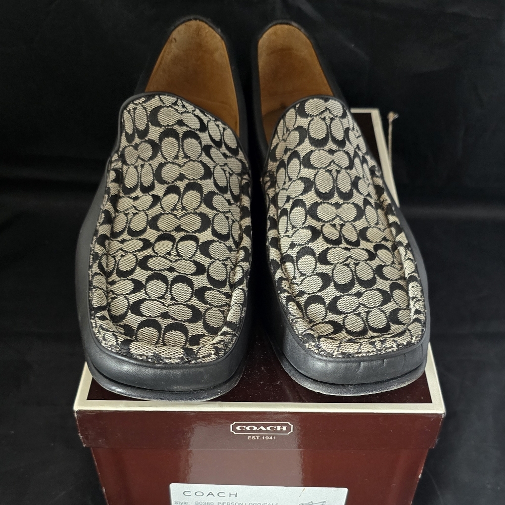 EUC Coach Black Signature Leather Pierson B0360 Loafers Shoes Men's 9.5 WM 11 M